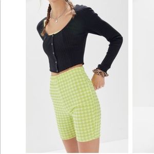 Gingham high rise bike shorts